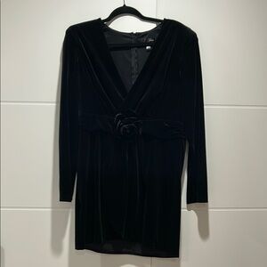 Black Velvet Dress with Rose
